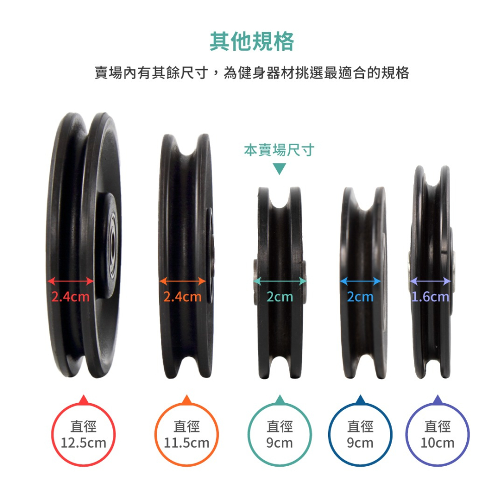 【ABSPORT】台灣製健身器材專用滑輪（直徑9cm）／健身器材配件／重訓機台專用-細節圖3