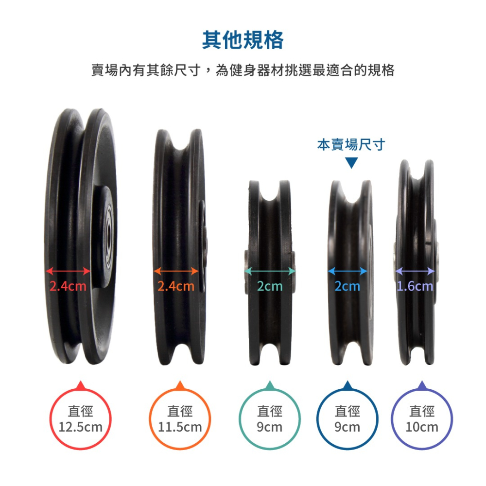 【ABSPORT】健身器材專用滑輪（直徑9cm）／健身器材配件／重訓機台專用-細節圖3