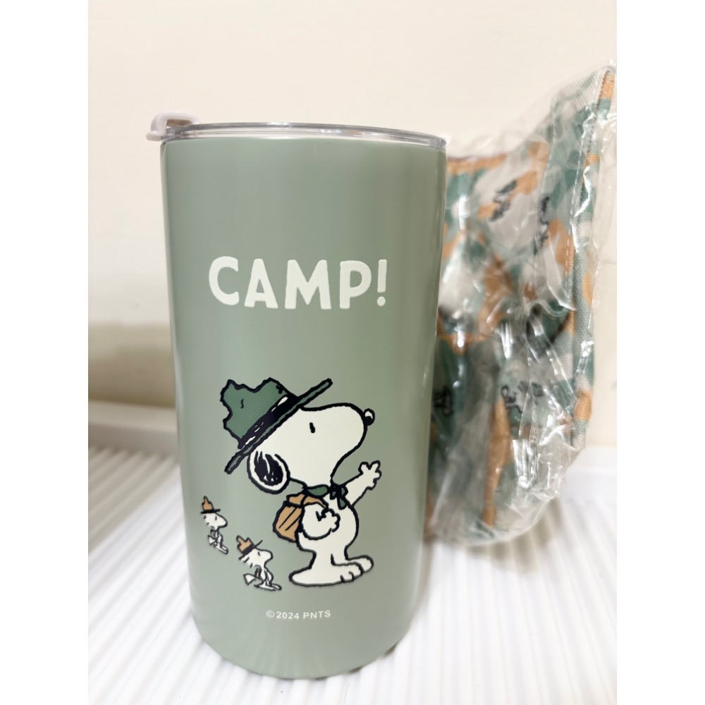 史努比 snoopy 迷彩森林真空吸管杯提袋組-細節圖2