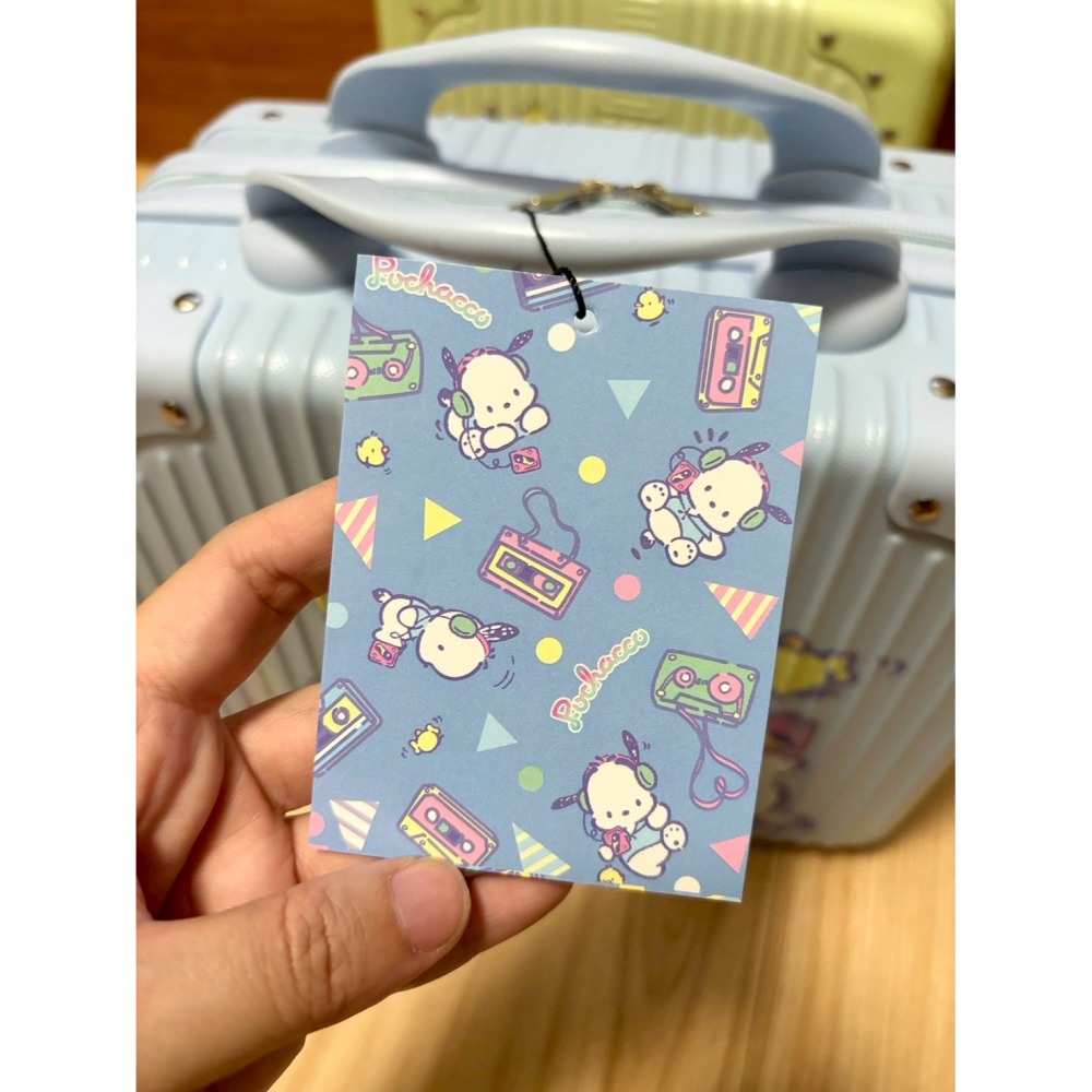 正版雷標 三麗鷗 帕恰狗 旅行格紋行李箱 背帶旅行箱 手提箱 化妝箱-細節圖9