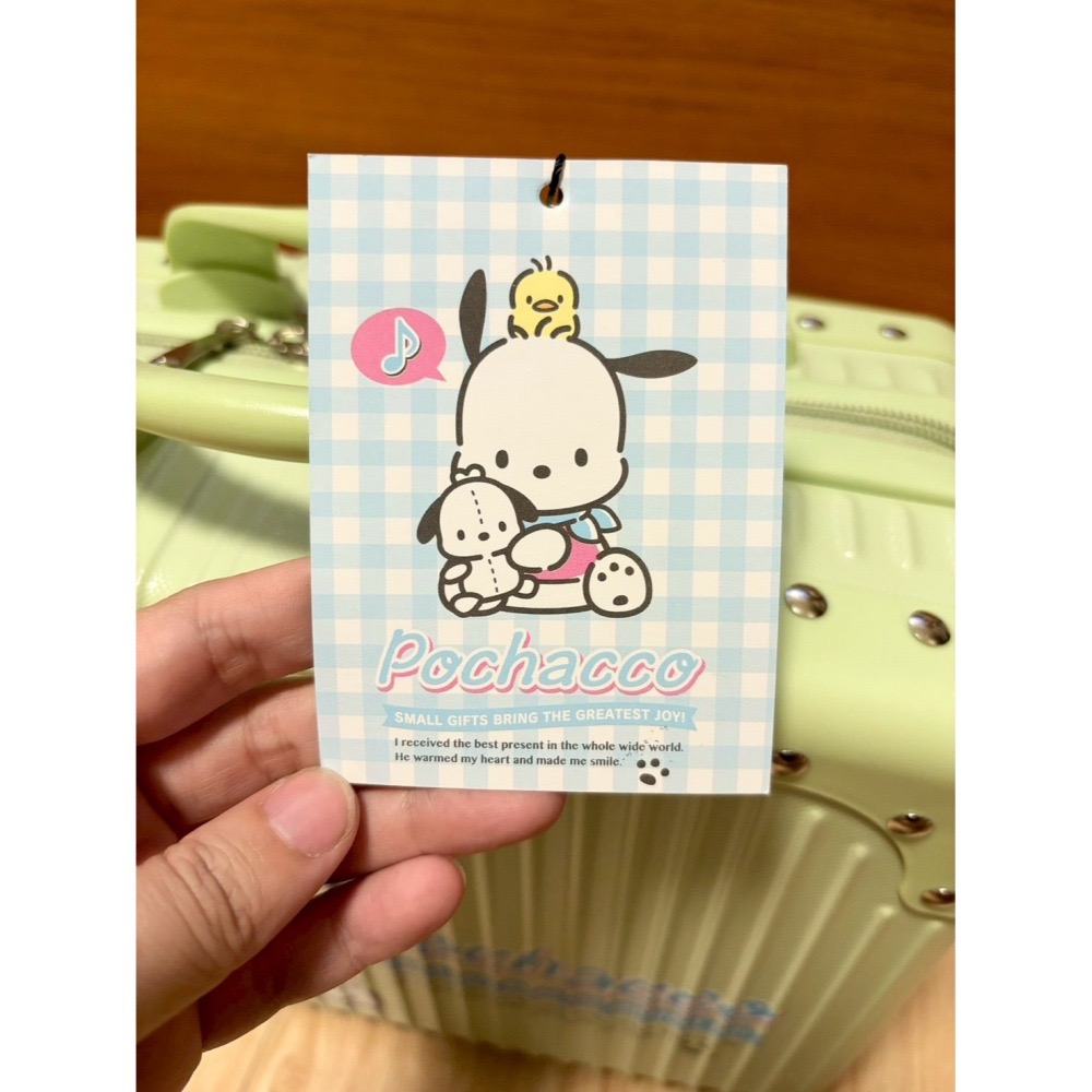 正版雷標 三麗鷗 帕恰狗 旅行格紋行李箱 背帶旅行箱 手提箱 化妝箱-細節圖7