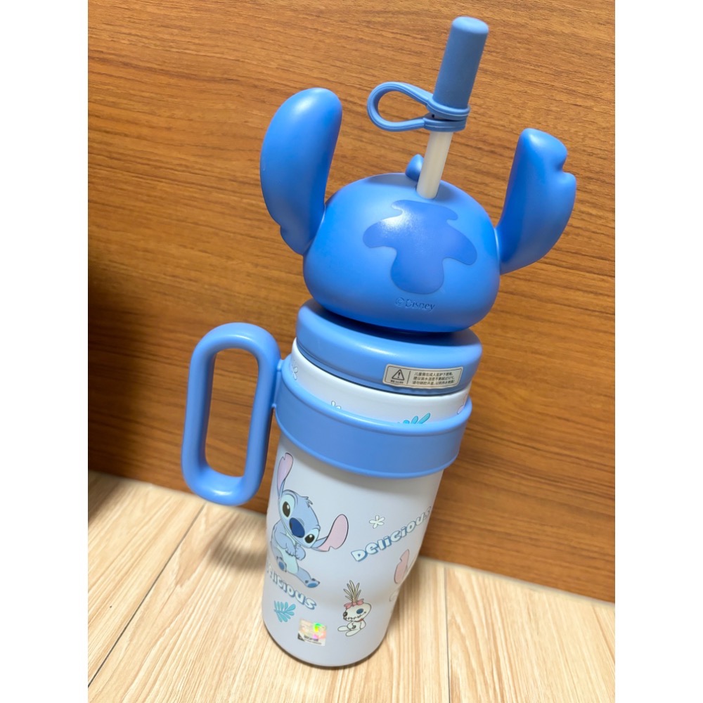 正版雷標 迪士尼 史迪奇創意卡通可愛316不銹鋼吸管保溫冷水壺 大容量吸管保溫冷水壺-細節圖2