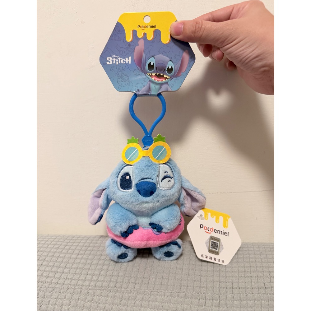 正版雷標 迪士尼 史迪奇 夏日娃娃吊飾 毛絨吊飾 毛絨掛件-細節圖3