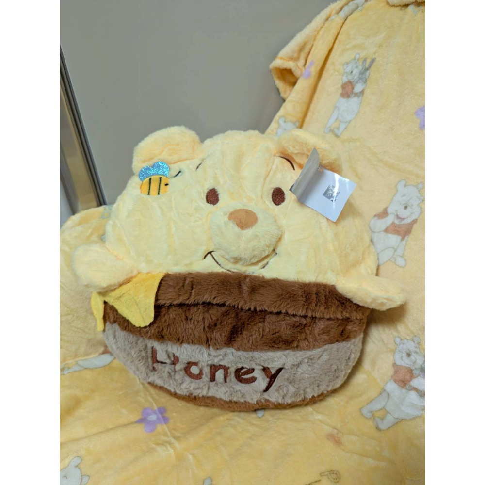 正版雷標 迪士尼 小熊維尼 熊抱哥 草莓熊 二合一 抱枕+毛絨毯-細節圖2