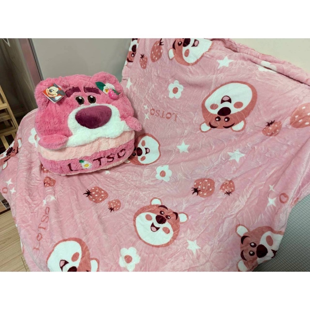 正版雷標 迪士尼 小熊維尼 熊抱哥 草莓熊 二合一 抱枕+毛絨毯-規格圖8