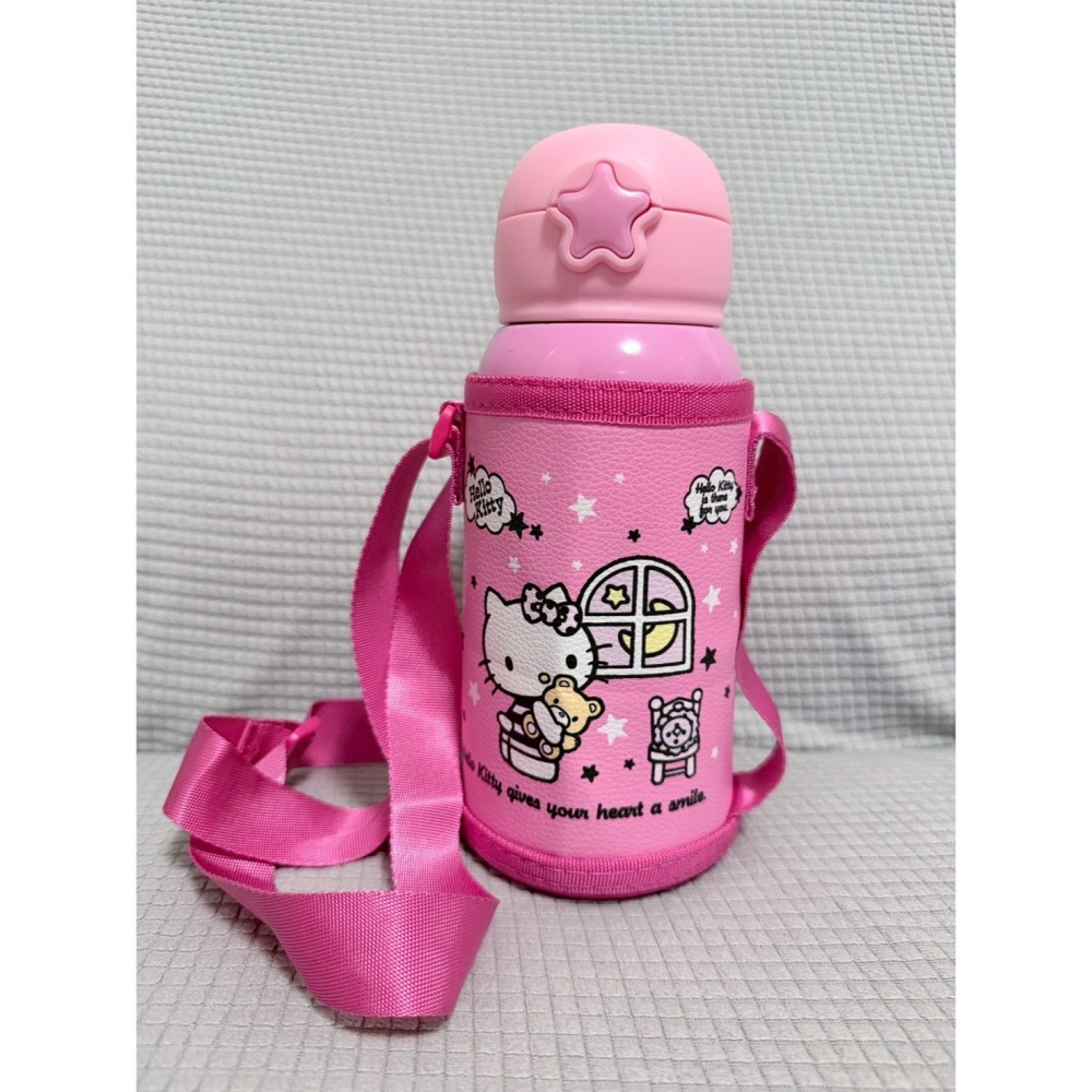 正版雷標 三麗鷗 凱蒂貓 kitty 吸管不鏽鋼保溫水壺 500ml-細節圖3