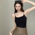 ins港風純色帶胸墊小吊帶背心-規格圖2