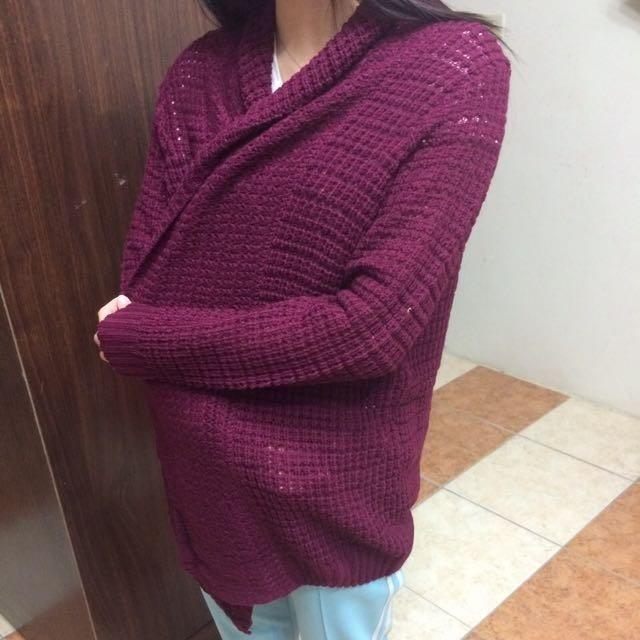 若雷毛衣特賣會購入 紅色編織毛織 外套-細節圖2