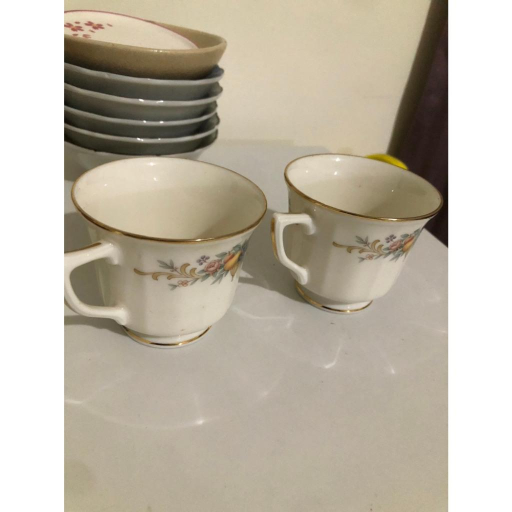 二手 時光裡的優雅茶敘｜復古描金花卉 骨瓷咖啡杯 茶杯-細節圖2