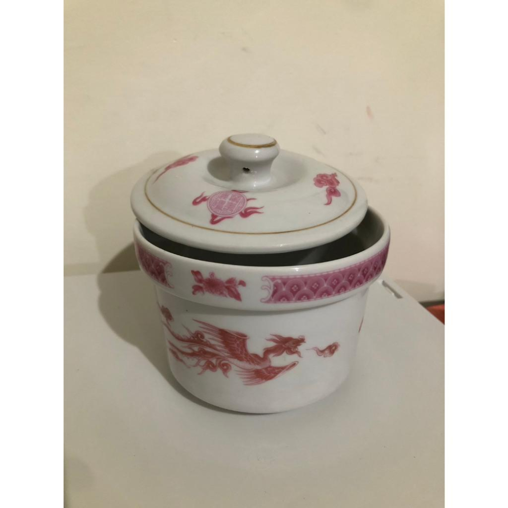 二手轉售 台灣早期工藝製品 金義合製 紅彩龍鳳紋燉壺 故宮典藏款-細節圖2