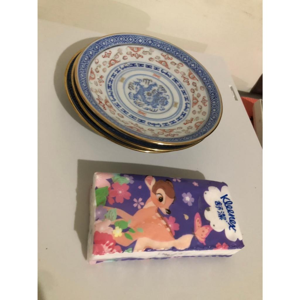 轉售 景德鎮70年代青花燙金玲瓏青花瓷小茶盤  盤子-細節圖3