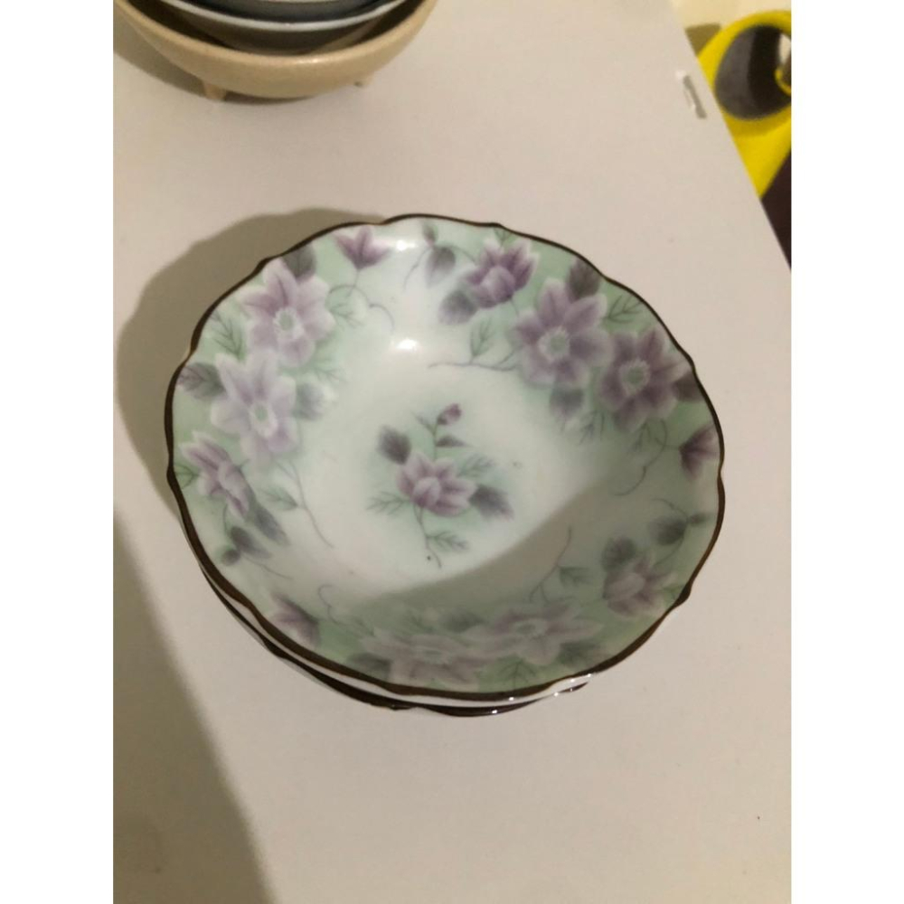 二手 優雅氣息・紫瓣手繪波浪陶瓷小碗 醬料碟-細節圖4