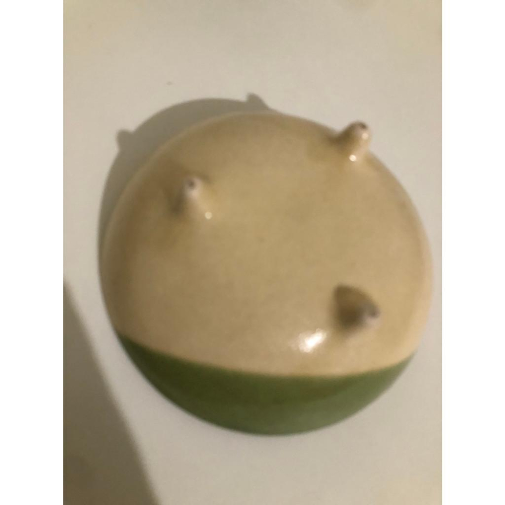 二手 綠色釉彩稻穗圖案醬料碟 小碗-細節圖2