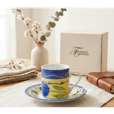 二手 晨間的藝術饗宴｜Firenza Espresso 義式手繪風午茶組 咖啡杯盤-細節圖2