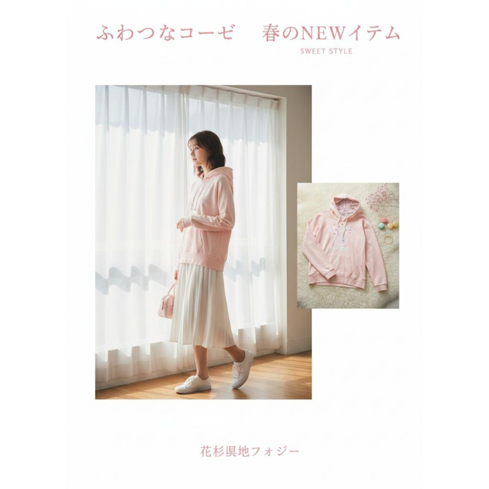 二手轉售 甜美減齡！粉嫩連帽抽繩衛衣-細節圖3