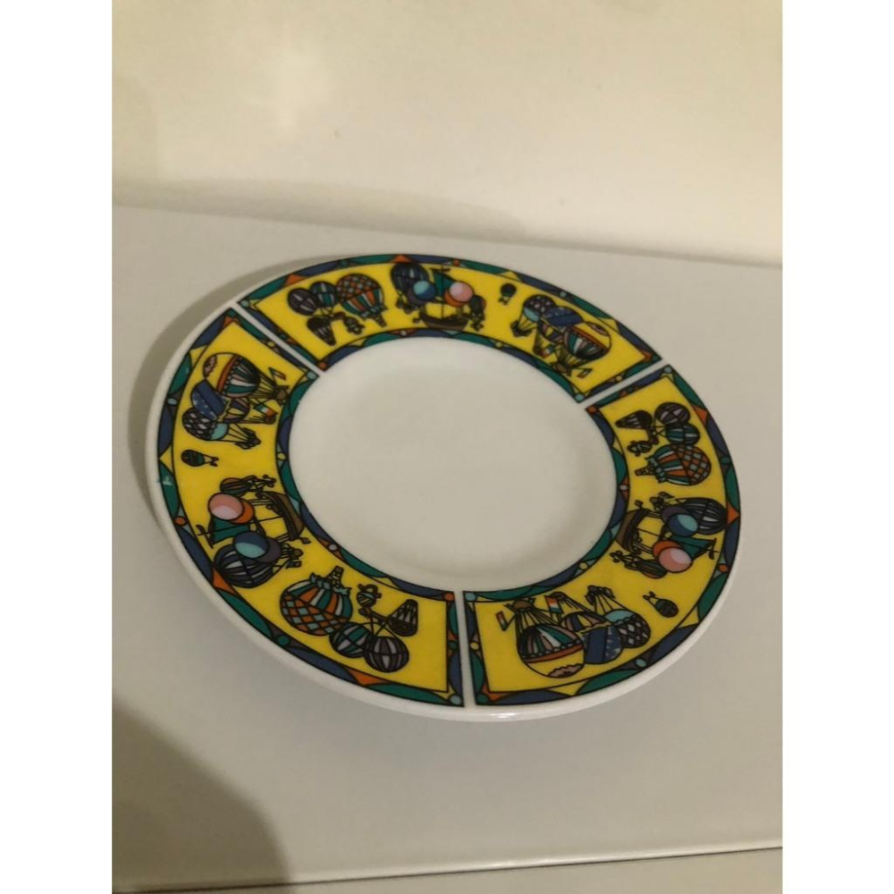 轉售 復刻童話 讓餐桌跳脫日常的繽紛色彩 復古拼接  歐式插畫風 彩繪熱氣球圖騰午茶盤 餐盤 點心盤-細節圖2