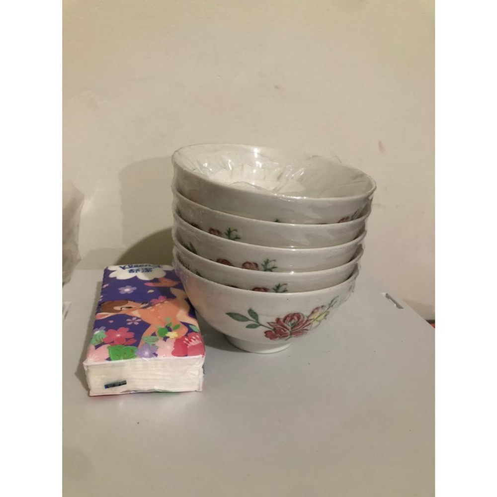 全新 時光的韻味 手繪感紅花復古瓷碗 餐碗 碗-細節圖2