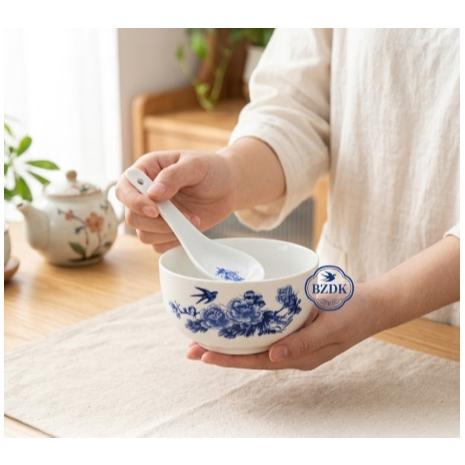 全新 青花瓷碗匙組(碗+湯匙 各一）-細節圖2