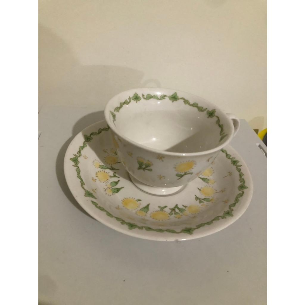 二手 與雛菊共度的清晨呼吸 森林系手繪花卉杯碟 咖啡茶杯組-細節圖2