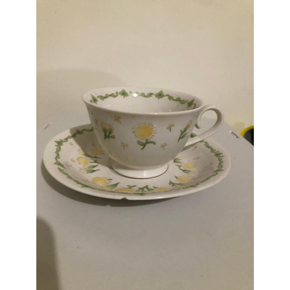 二手 與雛菊共度的清晨呼吸 森林系手繪花卉杯碟 咖啡茶杯組-細節圖3
