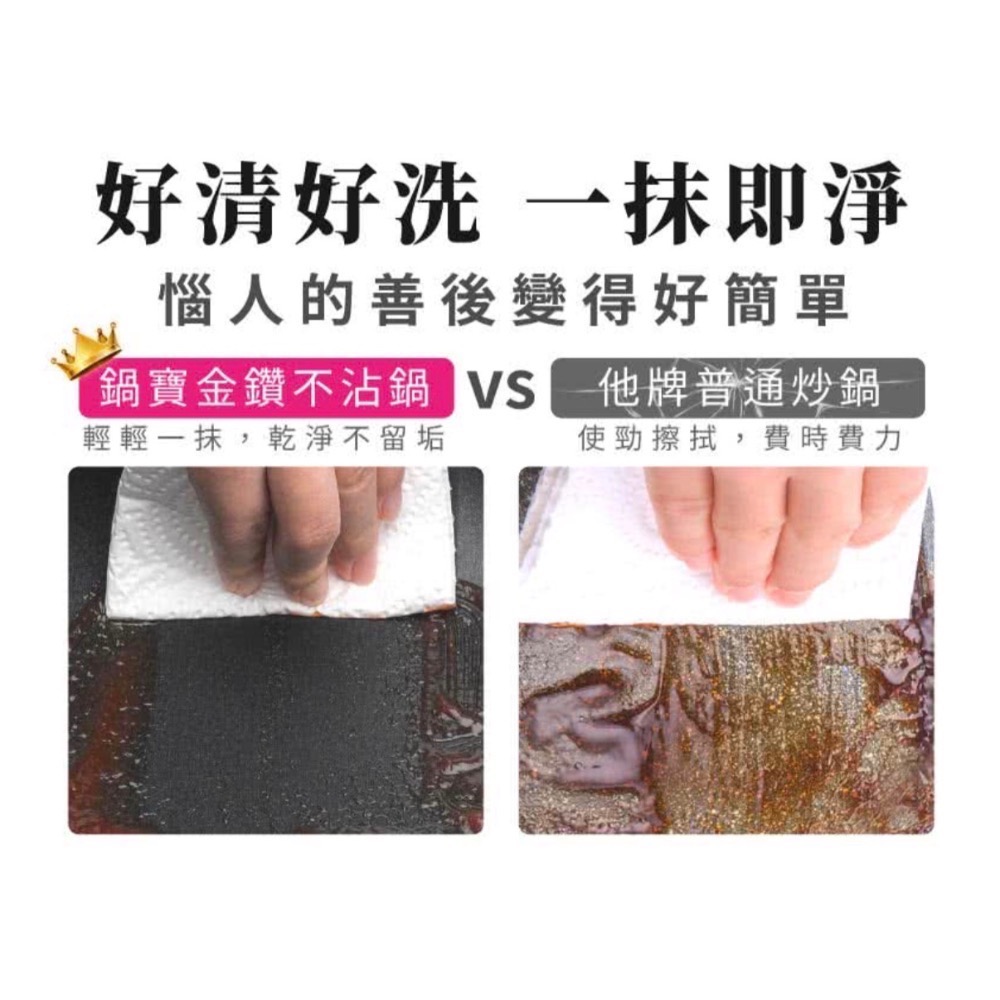 CookPower 鍋寶 金鑽不沾鍋雙鍋四件組 30cm｜炒鍋＋平底鍋＋鍋蓋＋木鏟・玫瑰金-細節圖2