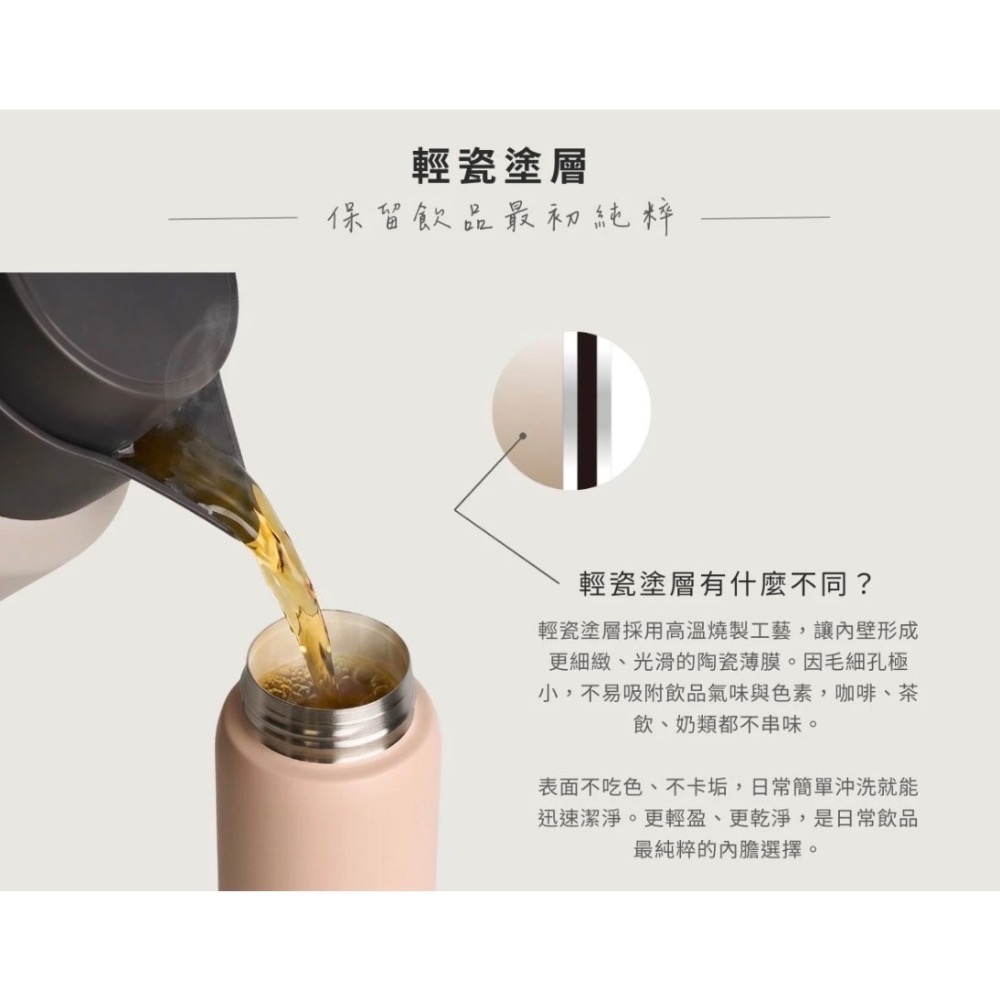 RICOCAFE One Touch 輕瓷彈跳保溫瓶 500ml｜一鍵開蓋・保冷保溫・隨行水瓶-細節圖3