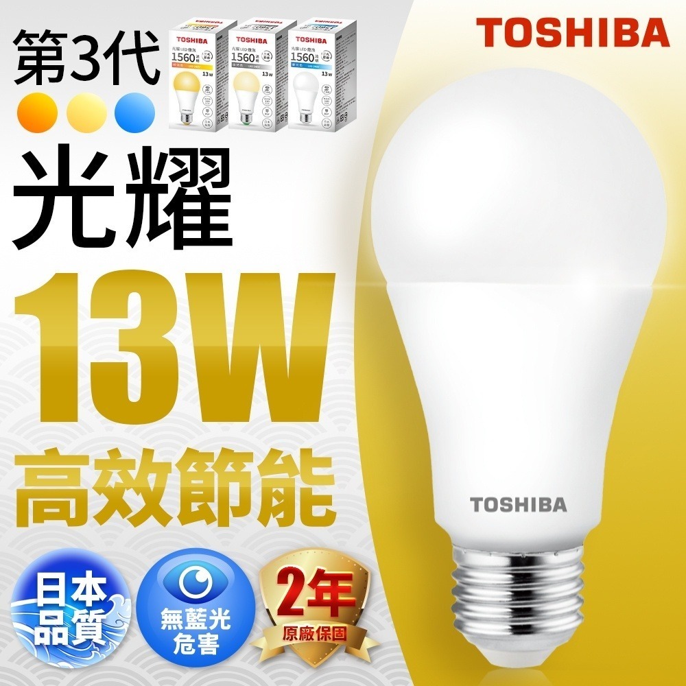 東芝 TOSHIBA LED 第三代 光耀 9.5W 13W 15.5W 全電壓 LED 燈泡 球泡-規格圖9