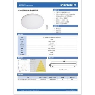 億光 星晴  30W 50W 搖控器調光 / 單色開關  LED 吸頂燈 保固二年 EVERLIGHT-細節圖5