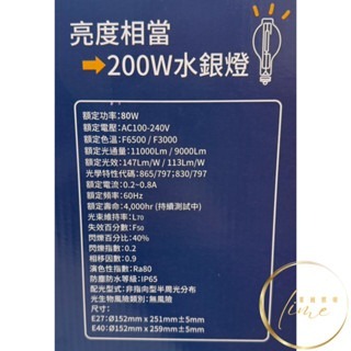 亮博士 E27 E40 80W 6500K 3000K 燈泡 IP65 防水 球泡 超高光校 大瓦數-細節圖4