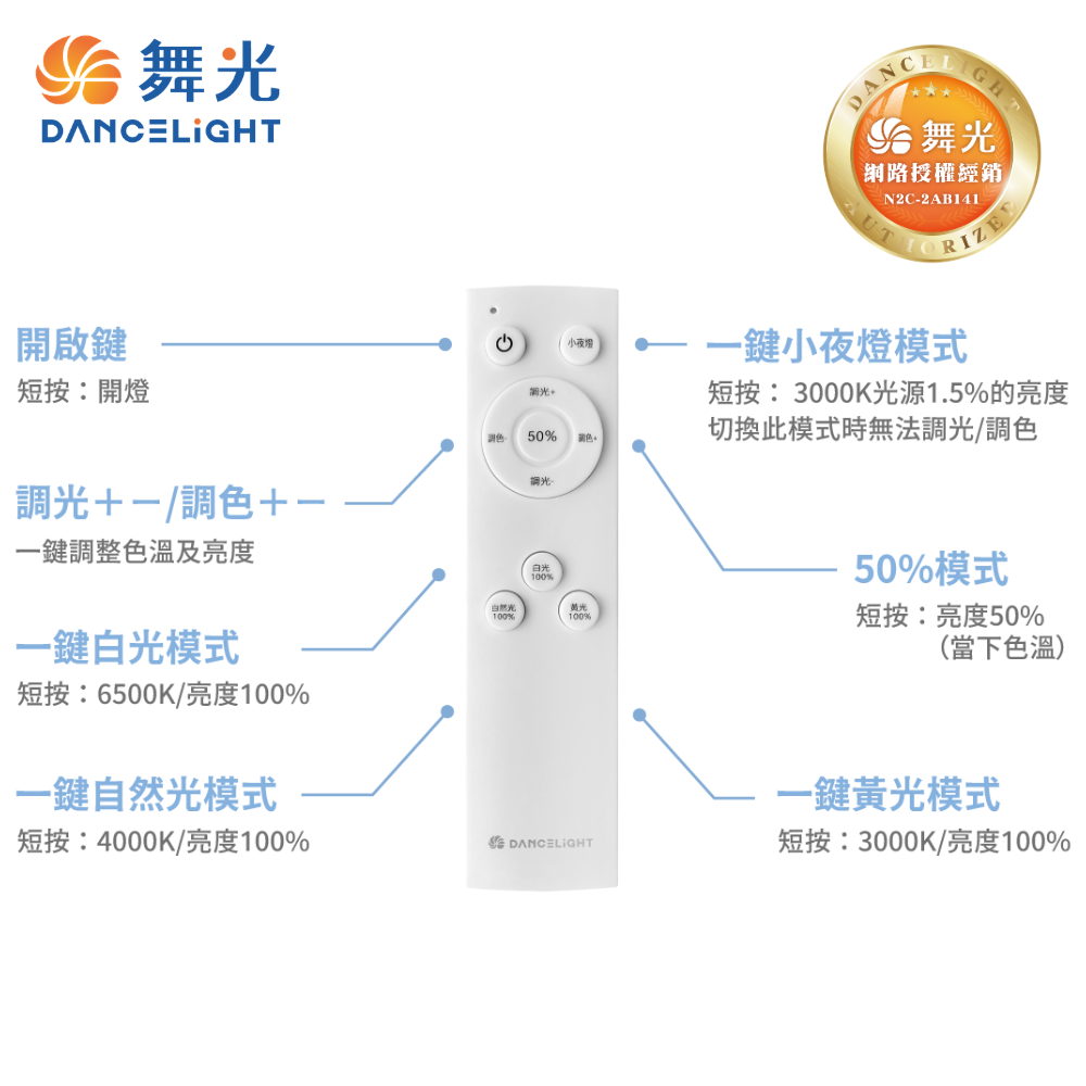 舞光 LED 雲朵吸頂燈 再升級 遙控款 30W 50W 無段調光調色 超薄設計 四段壁切調色 記憶模式 安裝便利-細節圖9