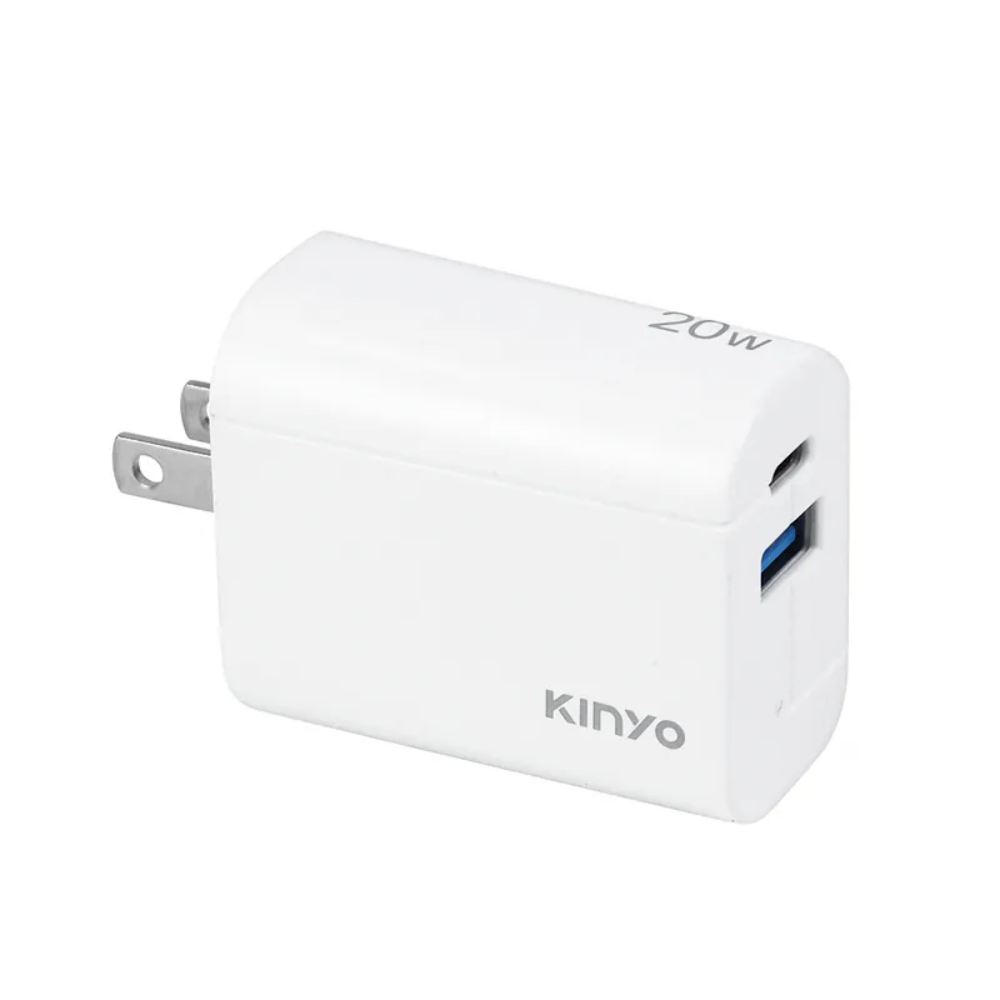 【KINYO】雙孔充電器20W 急速快充 可摺疊插腳 支援手機、平板等多樣設備-細節圖2