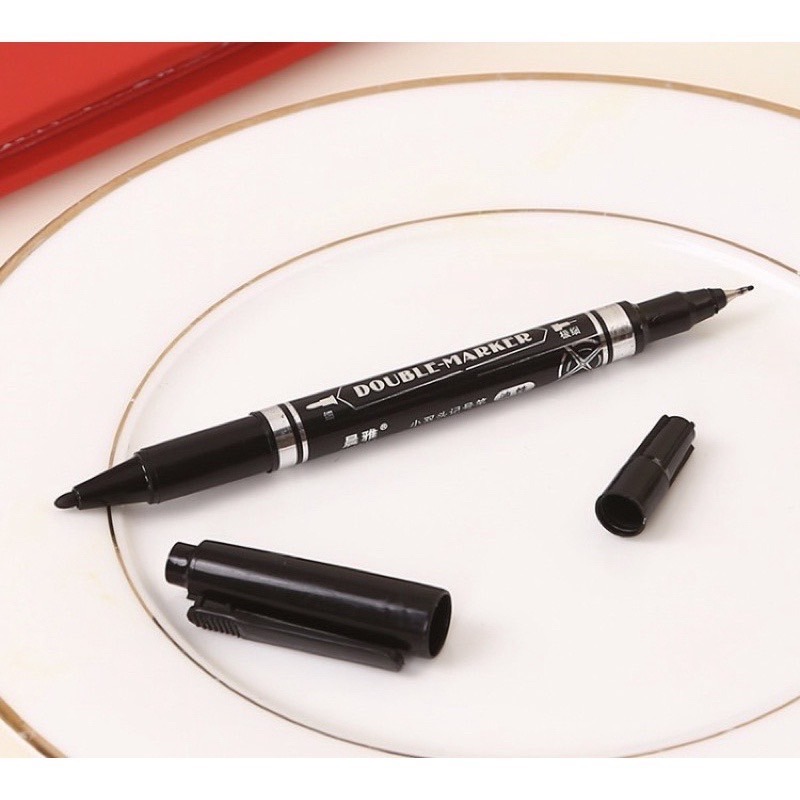 粗細雙頭簽字筆 三色可選！油性簽字筆 油性奇異筆 簽字筆 奇異筆 油性筆 海報喜帖名牌寫字辦公書寫文具用品 筆-細節圖2