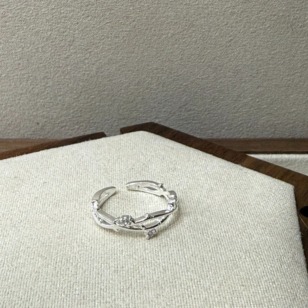 🌟『Yo省錢』小碎鑽樹枝戒指 可調式戒指 開口戒指-細節圖2