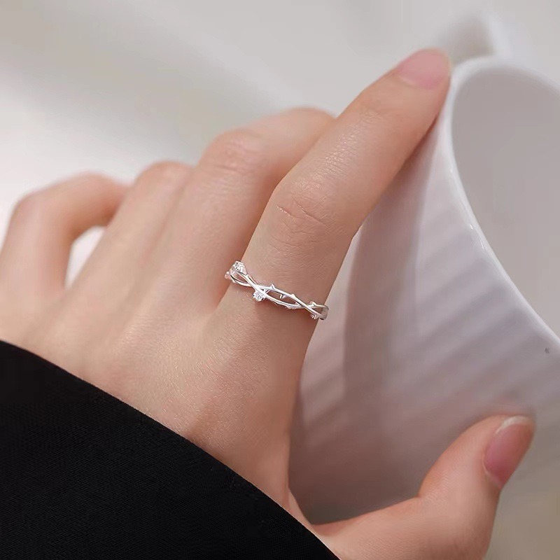 🌟『Yo省錢』小碎鑽樹枝戒指 可調式戒指 開口戒指-細節圖3