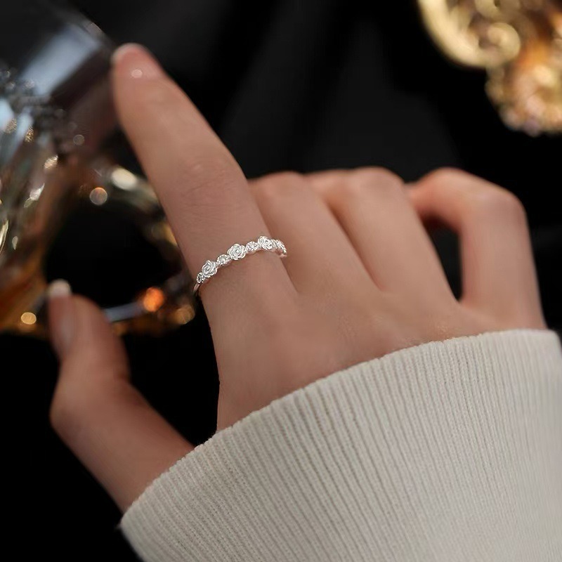 🌟『Yo省錢』小鑽玫瑰戒指 可調式戒指 開口戒指-細節圖3