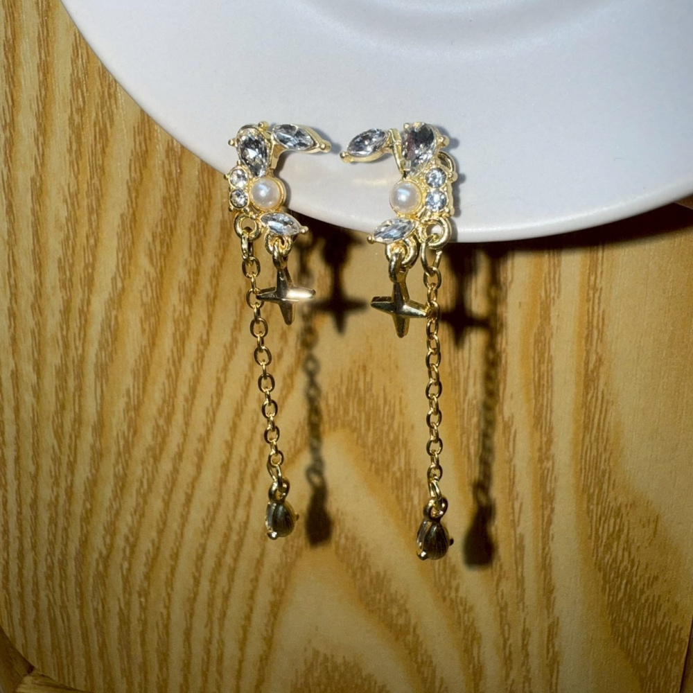 🌟『Yo省錢』月亮流蘇 吊墜蚊香盤耳夾-細節圖2