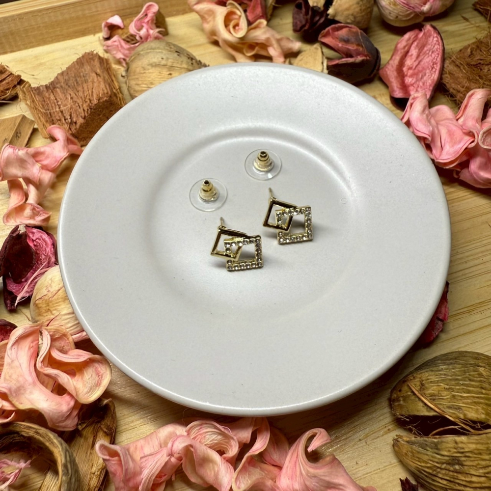 🌟『Yo省錢』方形幾何個性耳釘 合金耳釘 耳環 耳針-細節圖2