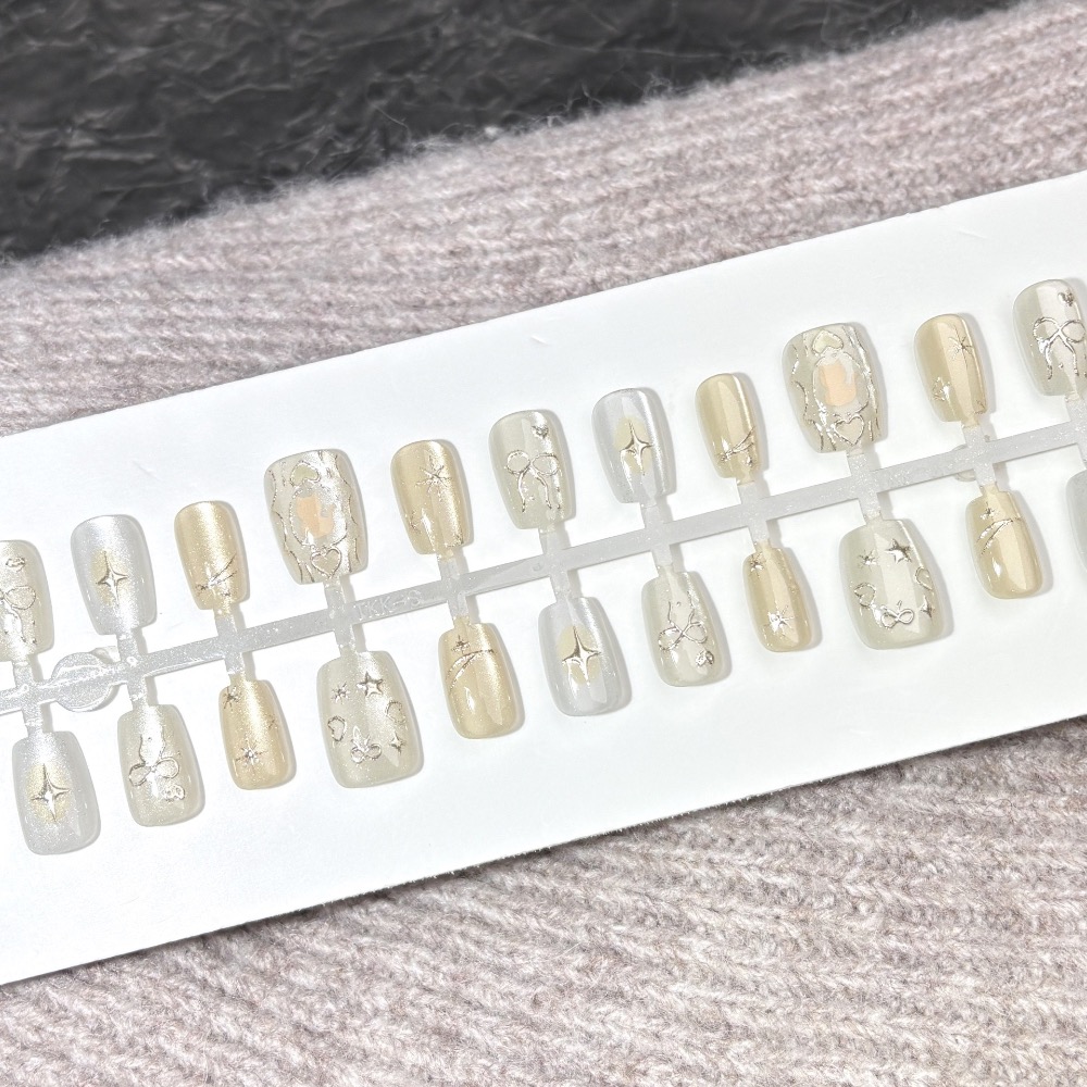 🌟『yo省錢』粉/紫/黃色貓西米穿戴甲 美甲片-細節圖5