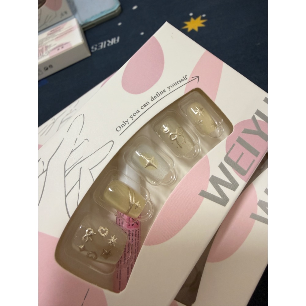 🌟『yo省錢』55.粉/紫/黃色貓西米穿戴甲 美甲片-細節圖4