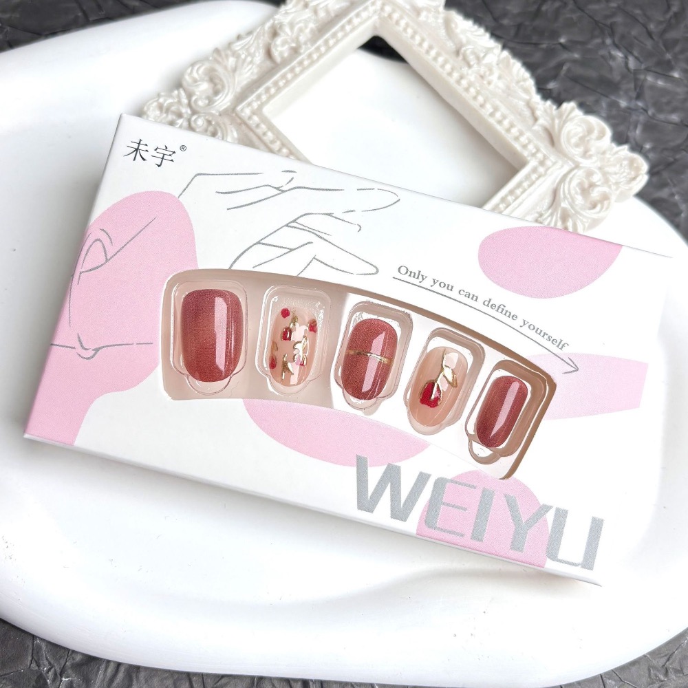 🌟『yo省錢』山楂玫瑰穿戴甲 美甲片-細節圖2