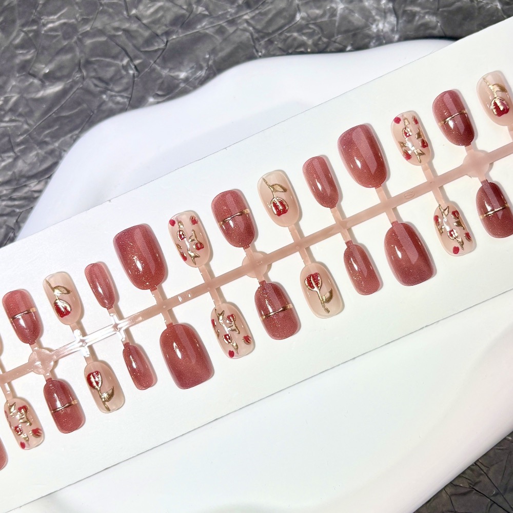 🌟『yo省錢』山楂玫瑰穿戴甲 美甲片-細節圖4