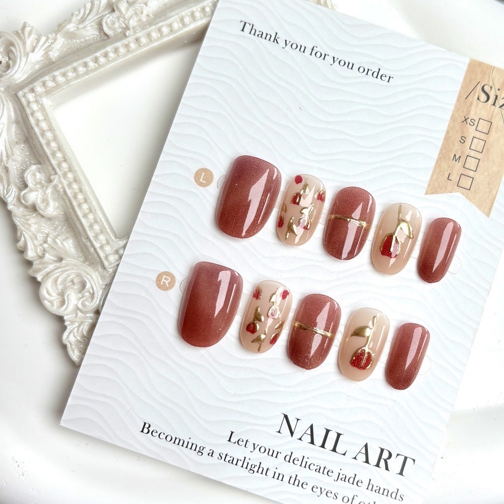 🌟『yo省錢』54.山楂玫瑰穿戴甲 美甲片-細節圖3