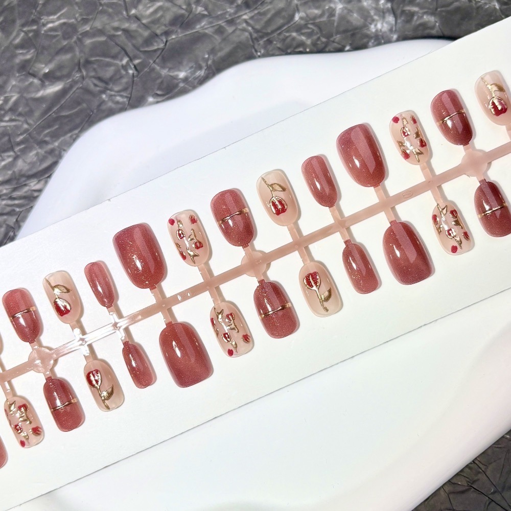 🌟『yo省錢』54.山楂玫瑰穿戴甲 美甲片-細節圖4