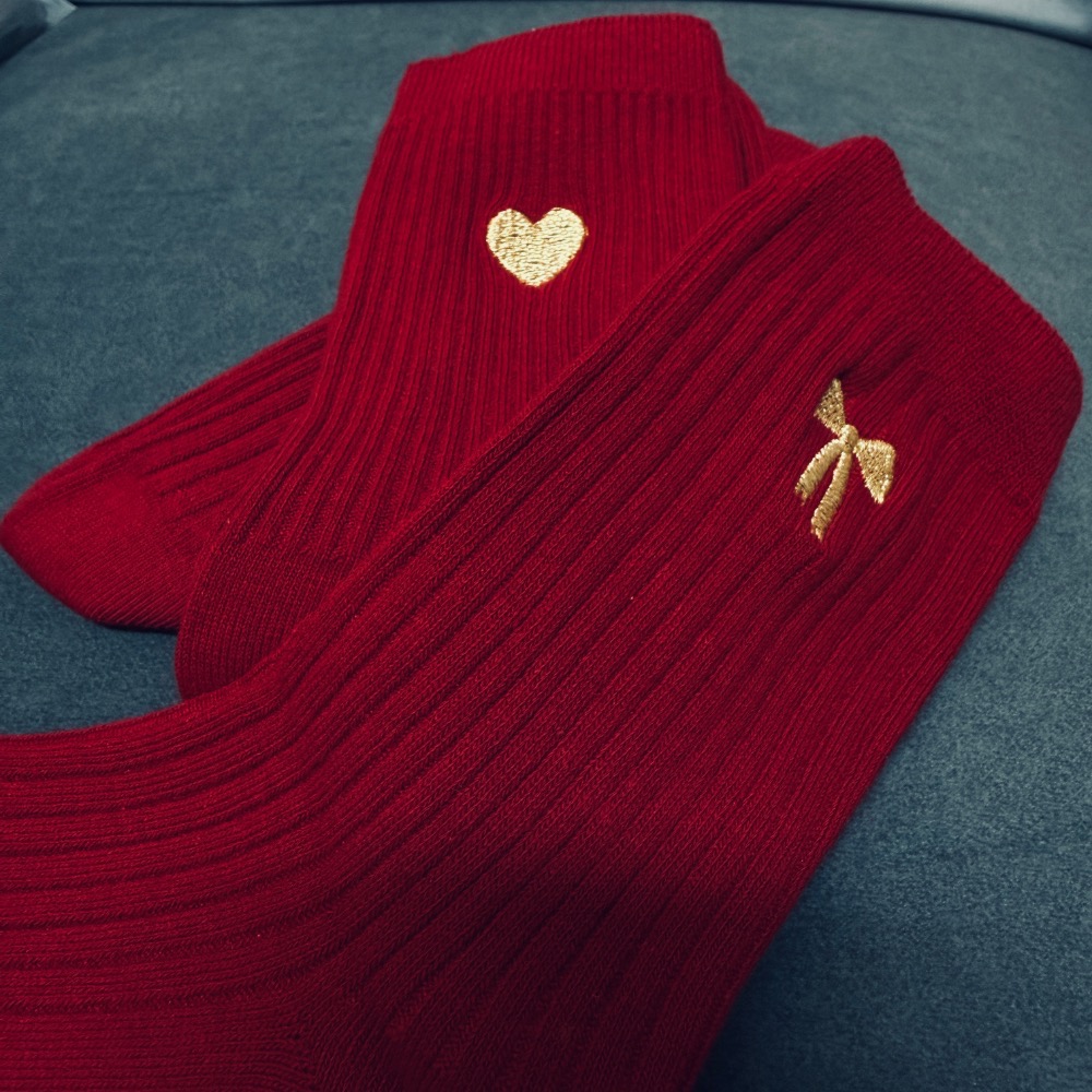 『yo省錢』2026新春大紅中筒襪 棉襪 襪子-細節圖5