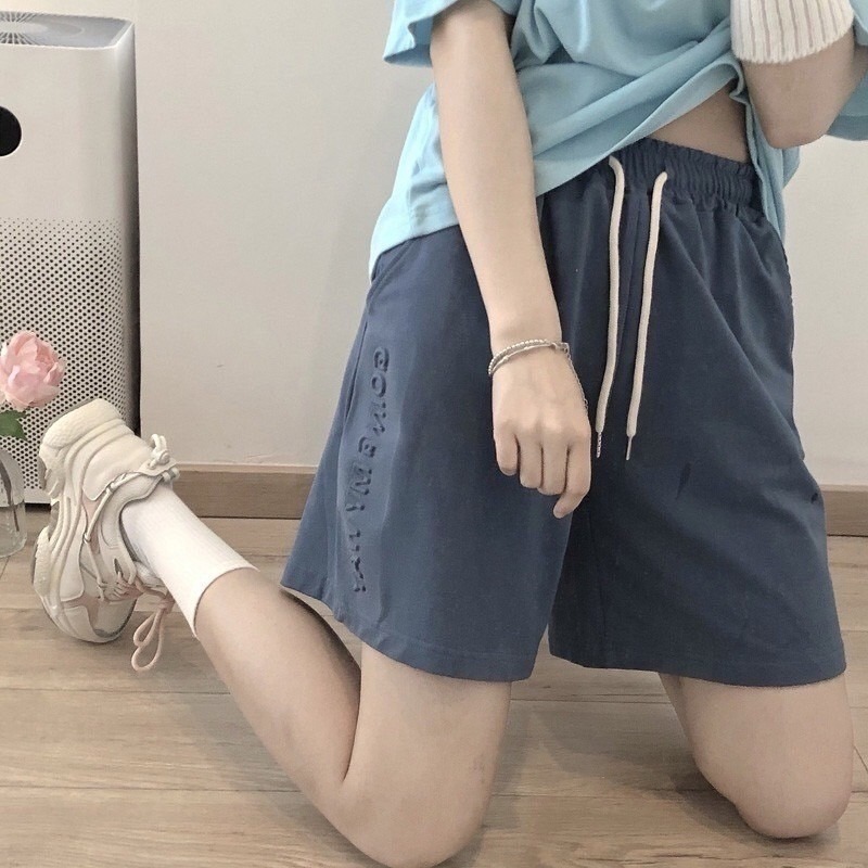 韓版壓花休閒五分褲 三色可選-細節圖2