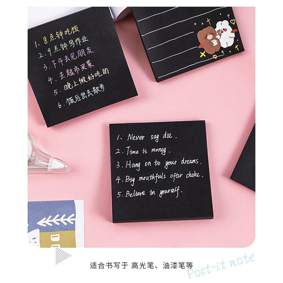 【現貨＋預購】純黑便利紙 ins風 N次貼 有黏性 可撕留言便條紙 單本50張-細節圖7
