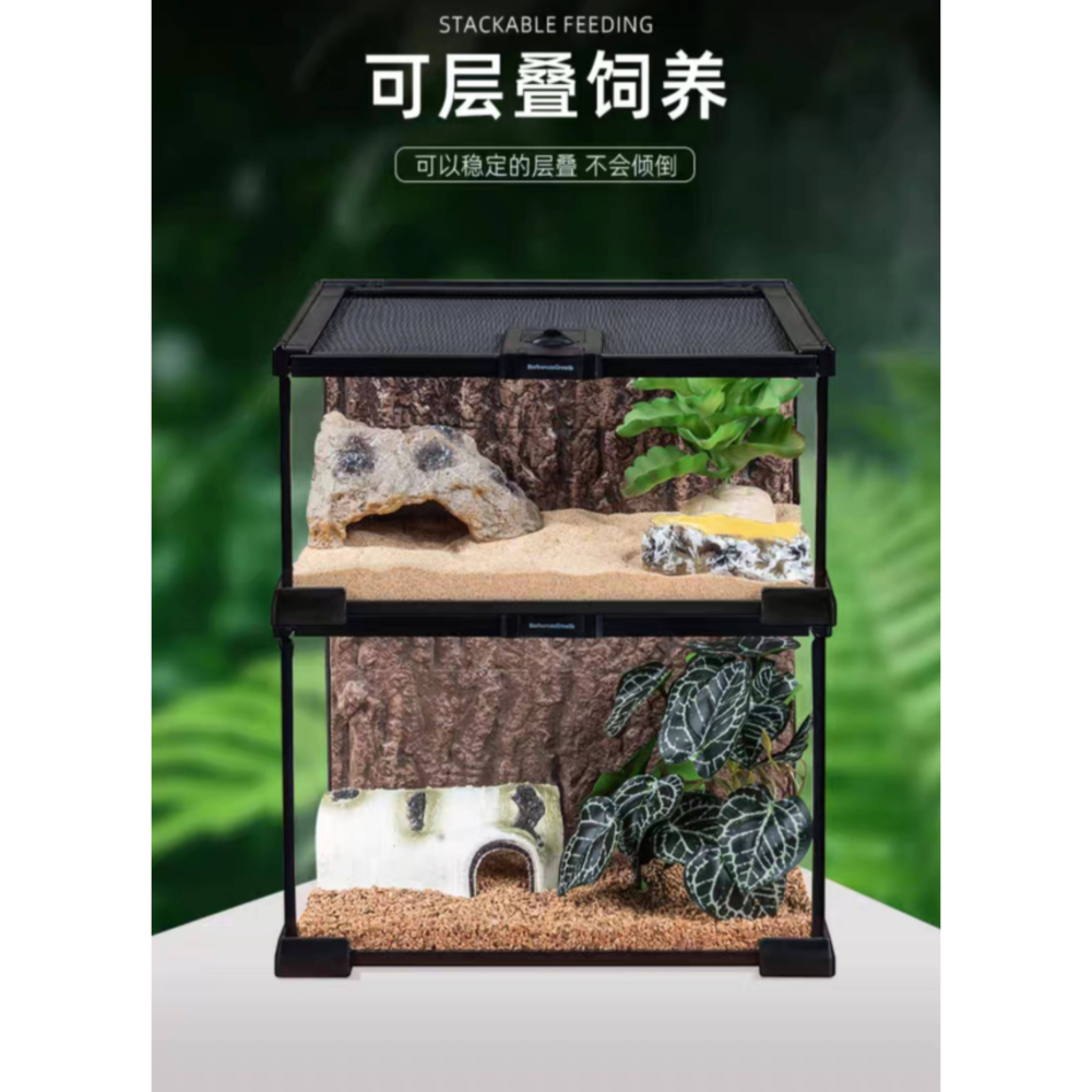 守宮飼養箱 爬蟲生態缸 玻璃缸 爬寵飼養箱 守宮蜥蜴角蛙寄居蟹烏龜蛇蟲玻璃雨林缸生態缸-細節圖8