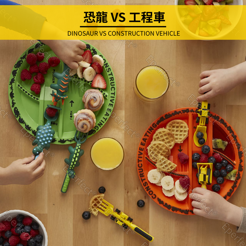 工程車系列兒童餐具組 兒童輔食餐具 兒童餐盤 兒童湯匙 造型餐具 兒童餐碗 學習餐具 工程車餐盤 挖土機湯匙 可愛餐具-細節圖4