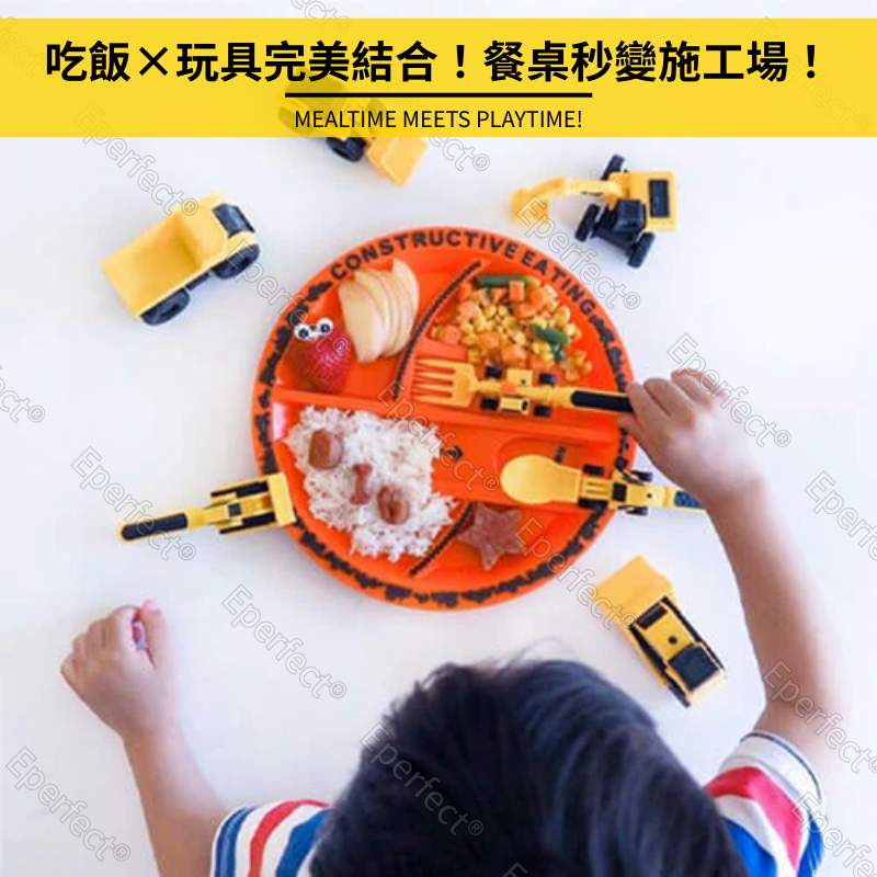 工程車系列兒童餐具組 兒童輔食餐具 兒童餐盤 兒童湯匙 造型餐具 兒童餐碗 學習餐具 工程車餐盤 挖土機湯匙 可愛餐具-細節圖5