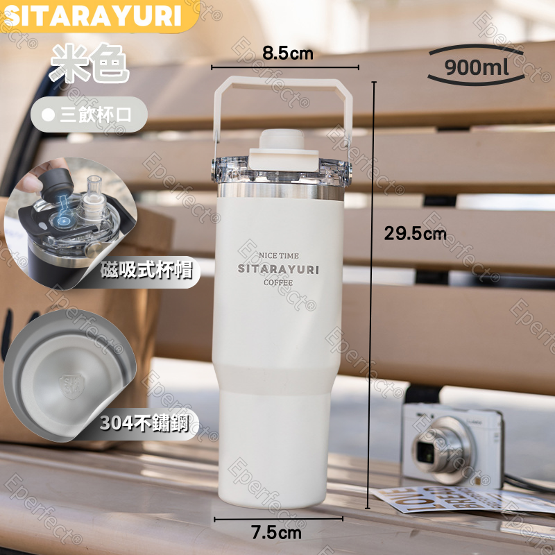 SITARAYURI三飲式冰壩杯 304不鏽鋼 600m/900ml 磁吸防塵蓋 手提冰霸杯 環保咖啡杯 手提保溫杯-規格圖9